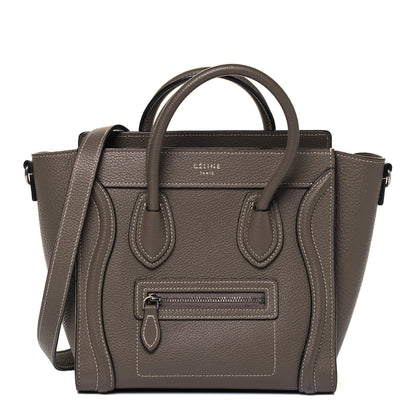 Celine Drummed Calfskin Nano Luggage Souris 1 of 9