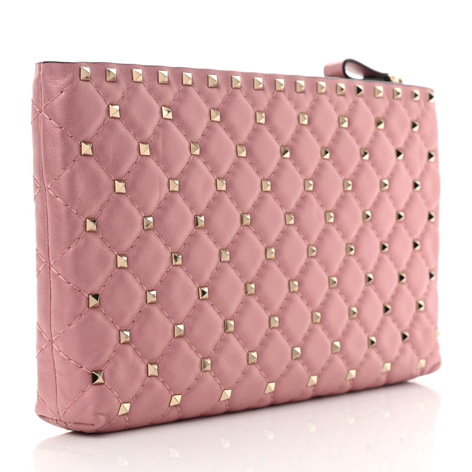 Valentino Garavani Nappa Rockstud Spike Side Slip Zip Clutch Lipstick 2 of 6