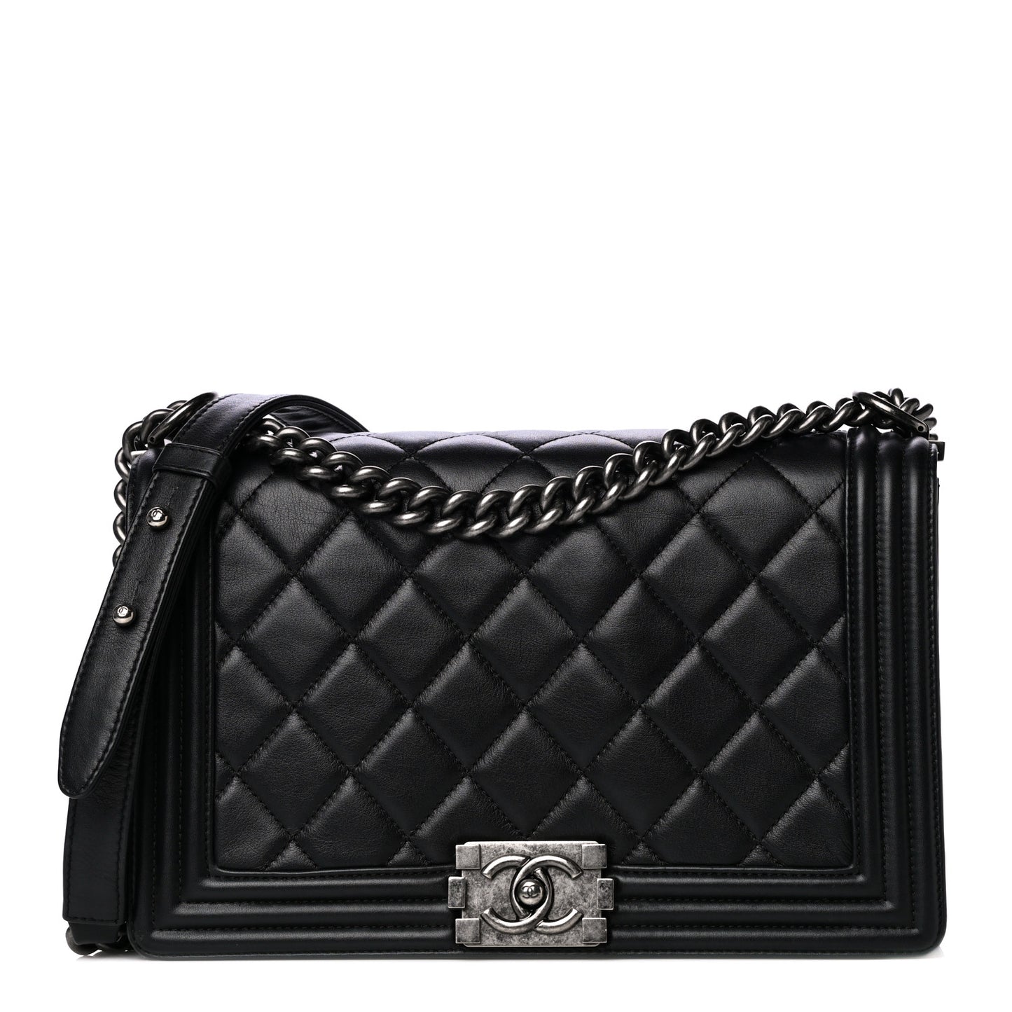 Calfskin Quilted New Medium Boy Flap Black