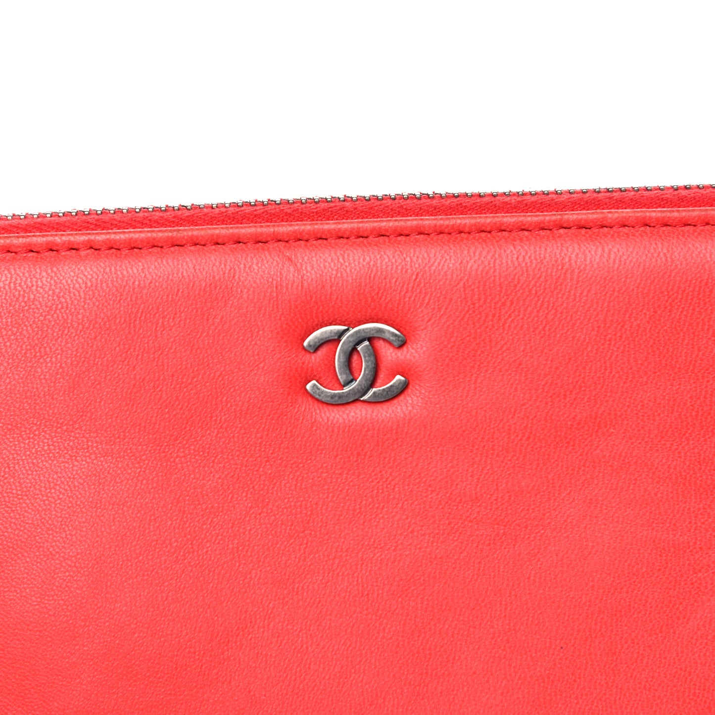 Calfskin Patent Quilted Medium Cosmetic Case Red