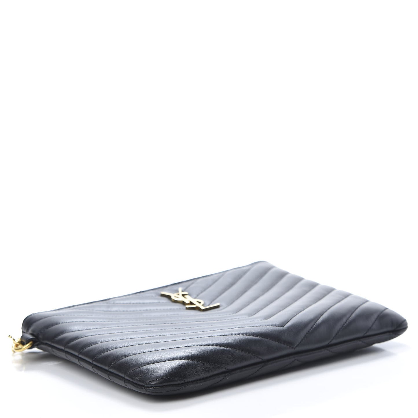 Matelasse Chevron Monogram A5 Wristlet Black