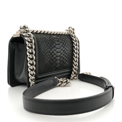 Chanel Matte Snakeskin Calfskin Small Boy Flap Black 3 of 13