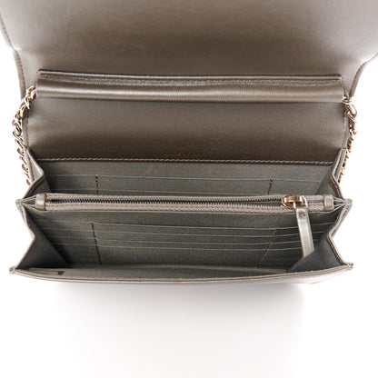 Chanel Metallic Lizard Lambskin Boy Square Wallet On Chain WOC Dark Khaki 5 of 14