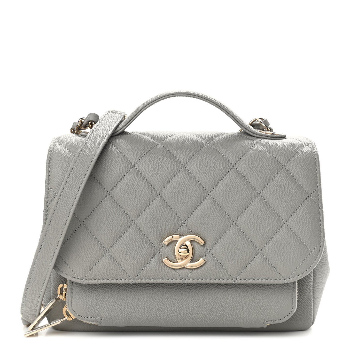 Caviar Quilted Medium Business Affinity Flap Grey