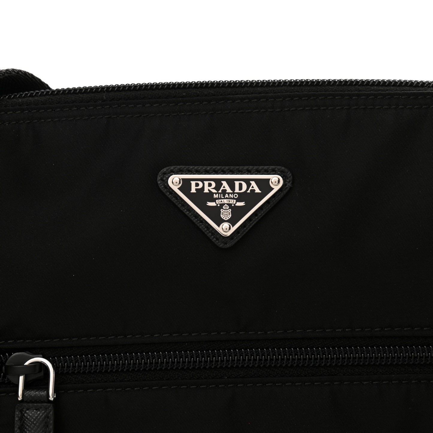 Tessuto Nylon Saffiano Flat Messenger Bag Black