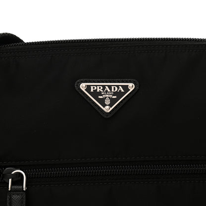 Prada Tessuto Nylon Saffiano Flat Messenger Bag Black 9 of 9