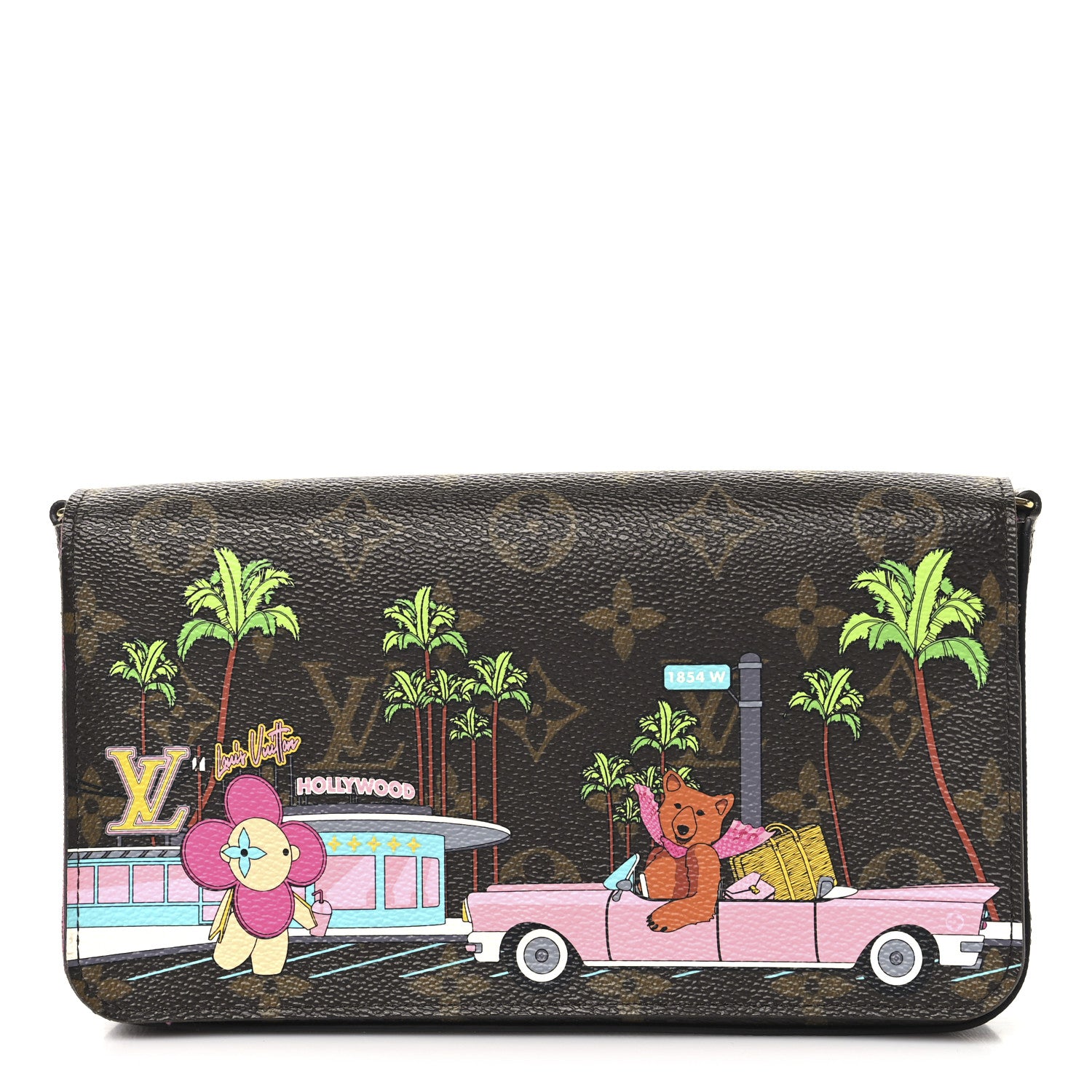 Louis Vuitton Monogram 2021 Christmas Animation Hollywood Pochette Felicie Chain Wallet Fuchsia 1 of 10