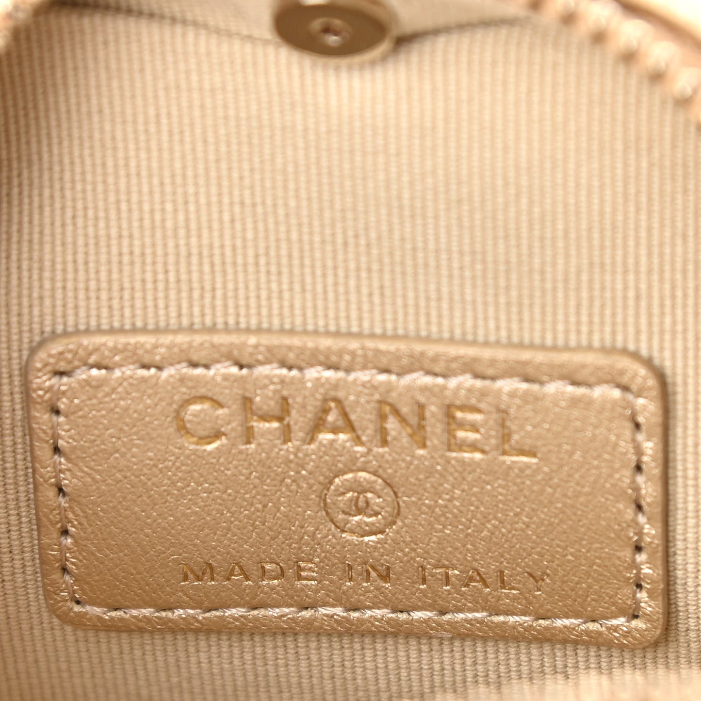 Metallic Lambskin Quilted CC In Love Heart Coin Purse With Chain Gold