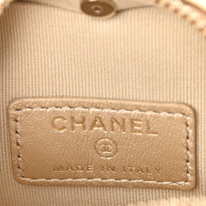 Chanel Metallic Lambskin Quilted CC In Love Heart Coin Purse With Chain Gold 6 of 11