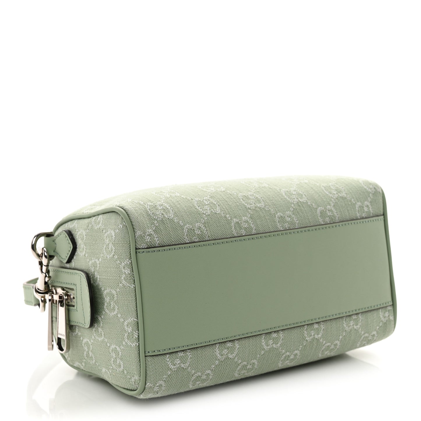 Denim GG Monogram Calfskin Mini Ophidia Top Handle Bag Pale Green