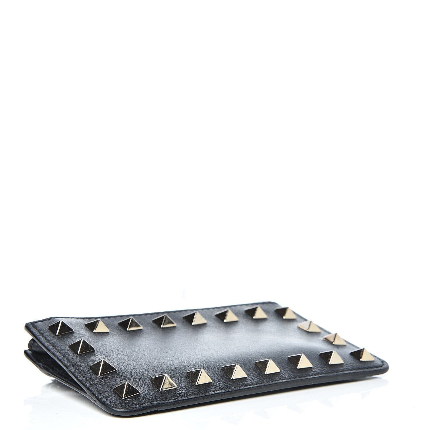 Valentino Garavani Vitello Rockstud Key Coin Case Card Holder Black 3 of 8