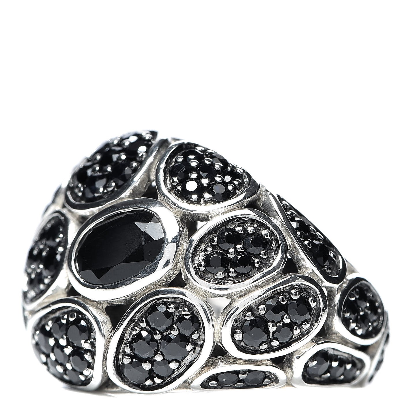 Sterling Silver Black Sapphire Chalcedony Small Kali Lava Dome Ring 54 7