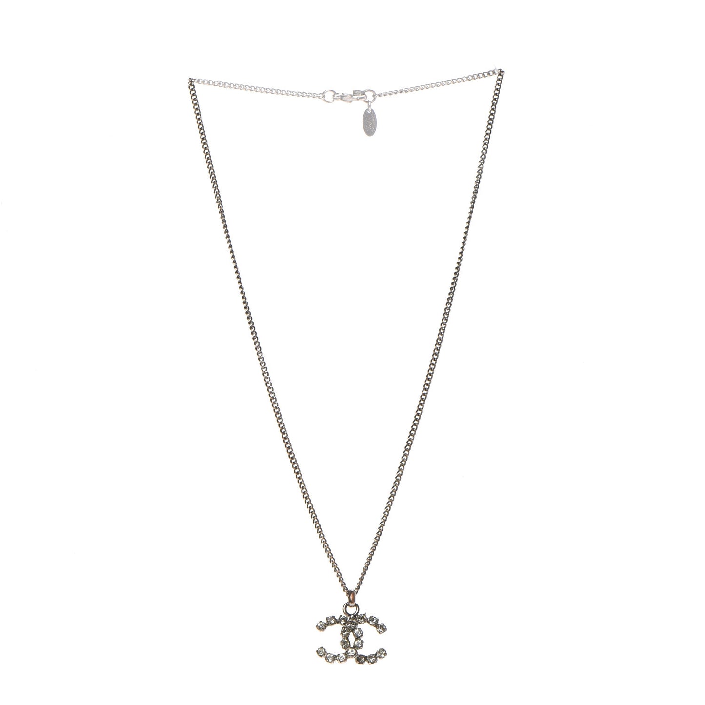 Baguette Crystal CC Necklace Light Gold