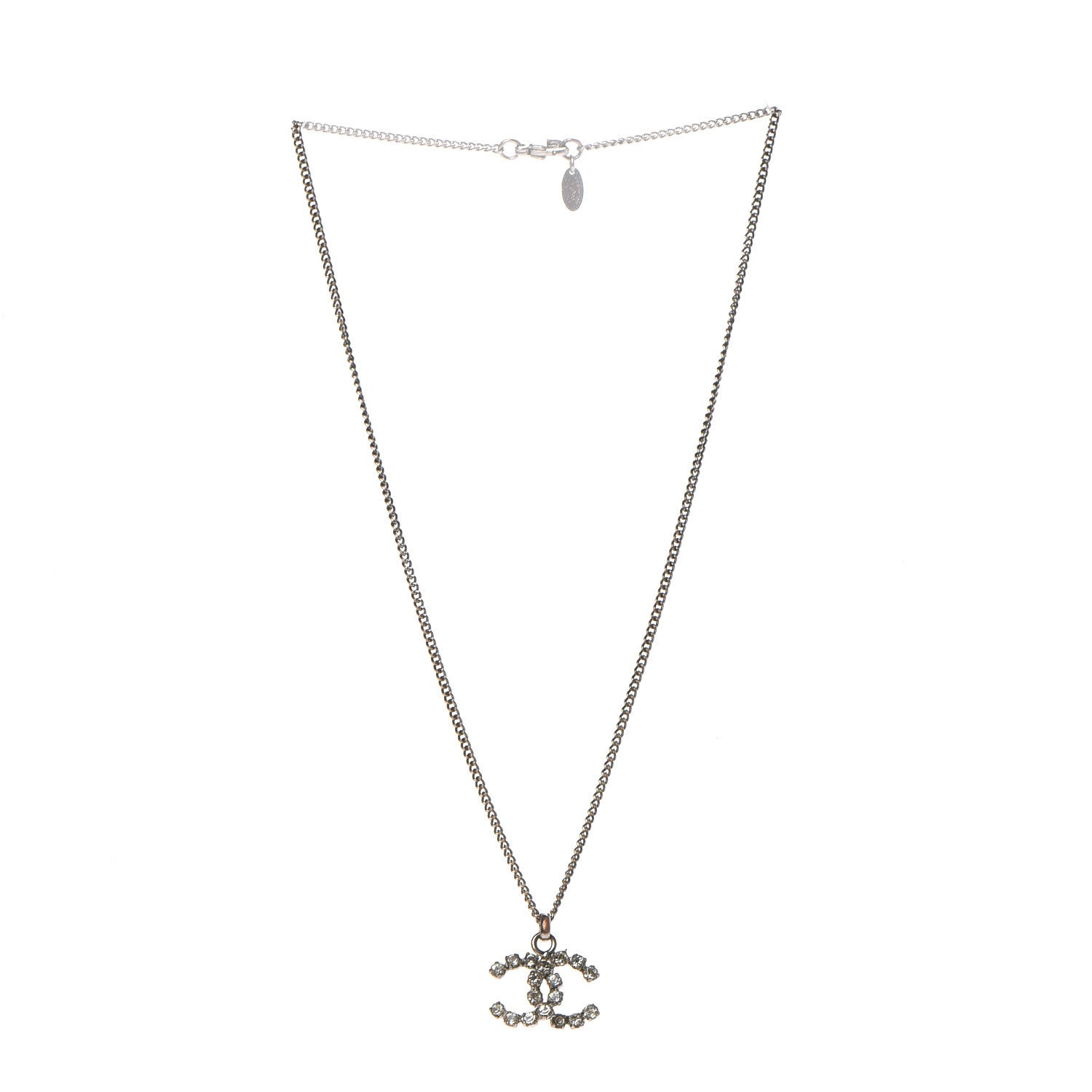 Chanel Baguette Crystal CC Necklace Light Gold 2 of 7
