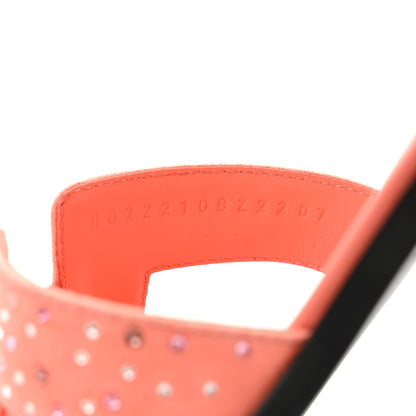 Hermes Suede Goatskin Rhinestone Oran Sandals 36 Orange Joey 8 of 10