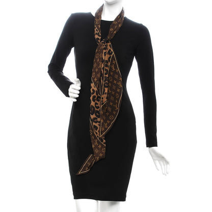 Louis Vuitton Silk Crepe Leopard Monogram Scarf 2 of 6