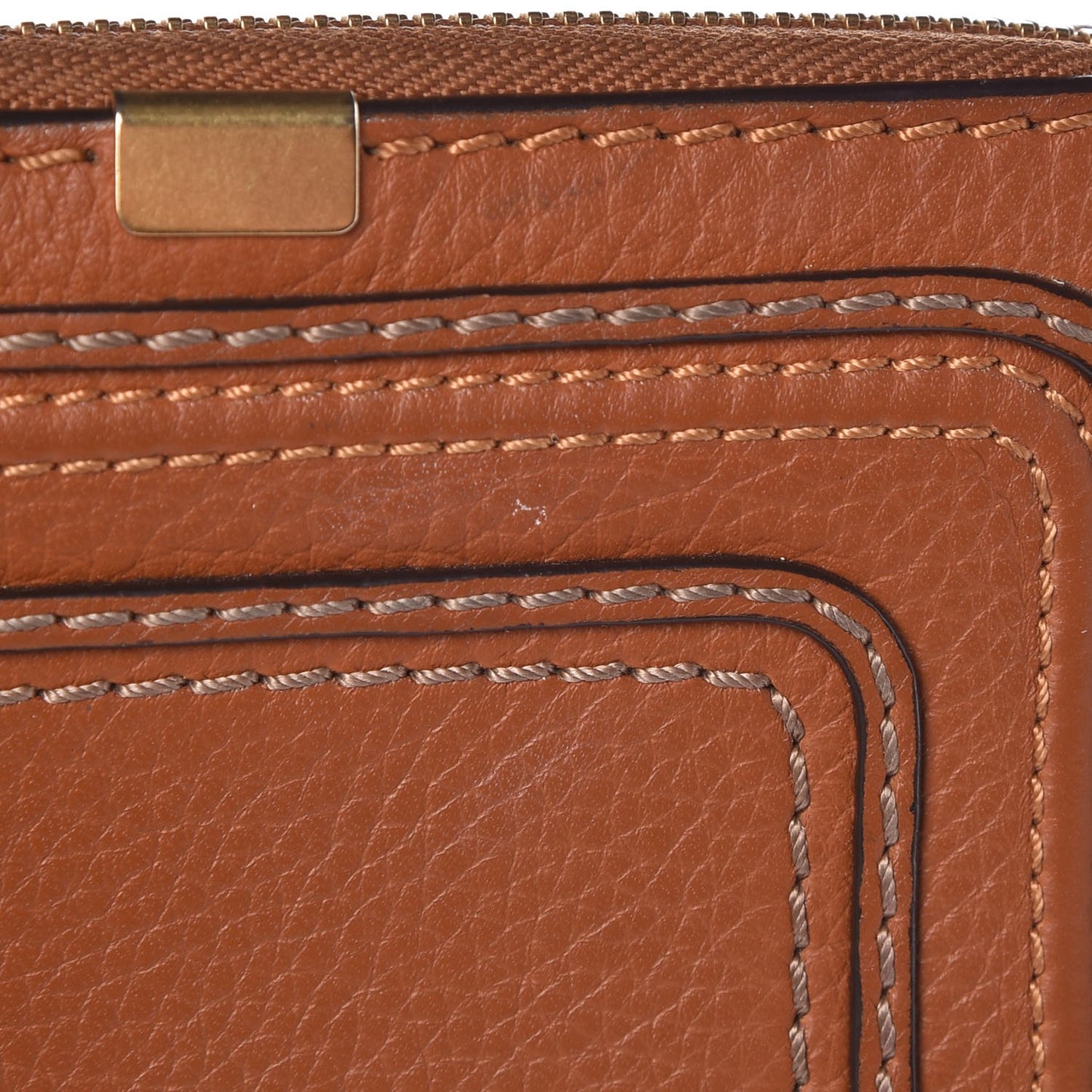 Grained Calfskin Marcie Long Zip Around Wallet Tan