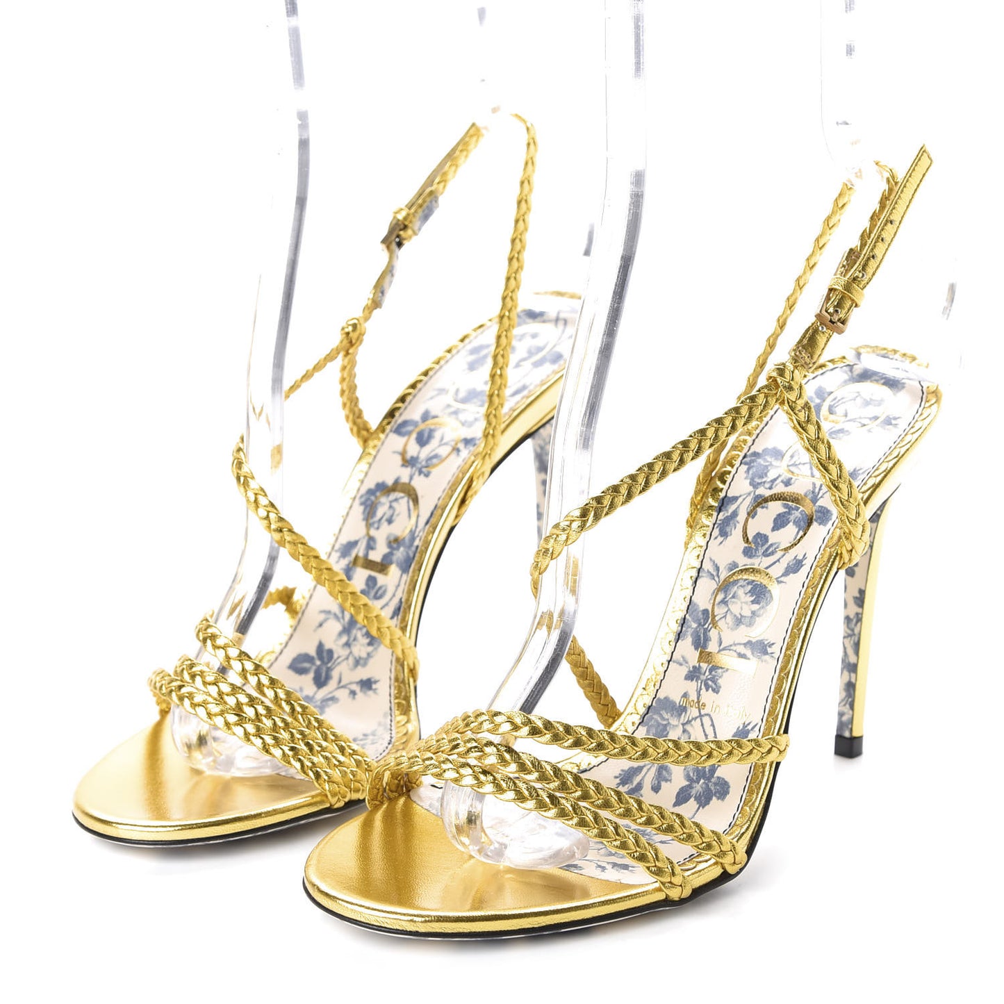 Metallic Nappa Braided Haines High Heel Sandals 38 Gold