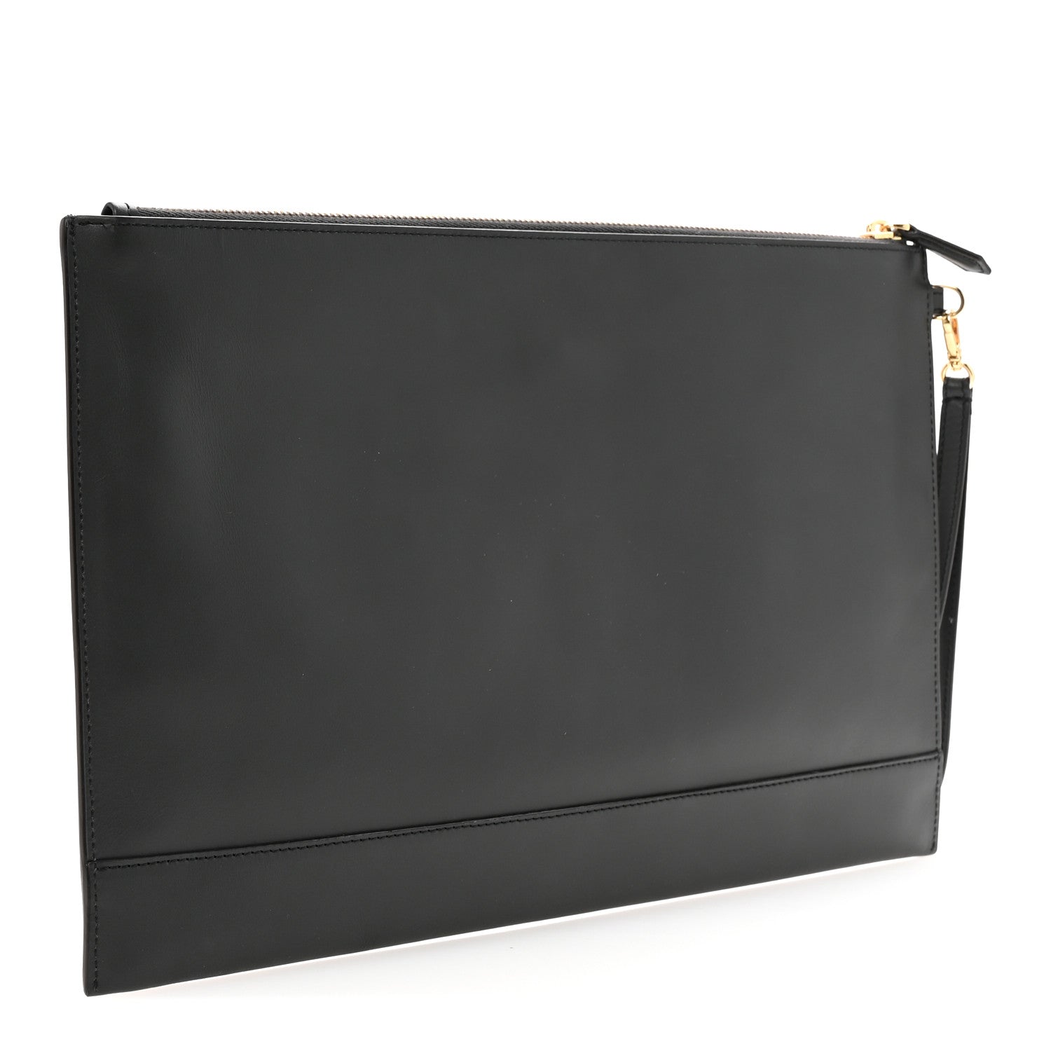 Fendi Vitello King Luxor Elaphe Snakeskin Print Logo Medium Flat Pouch Anthracite Asphalt 3 of 6