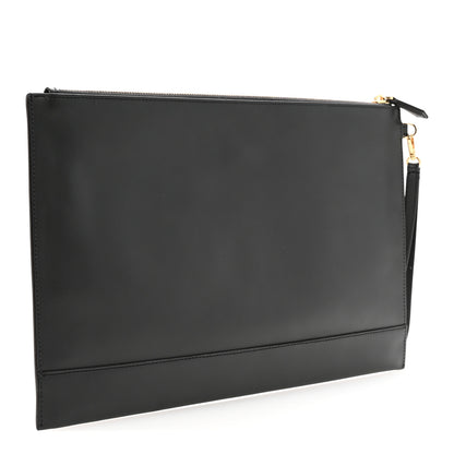 Fendi Vitello King Luxor Elaphe Snakeskin Print Logo Medium Flat Pouch Anthracite Asphalt 3 of 6