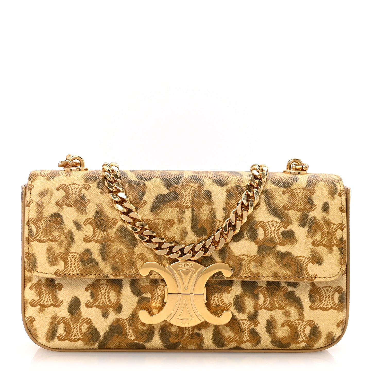 Canvas Leopard Print Triomphe Chain Shoulder Bag