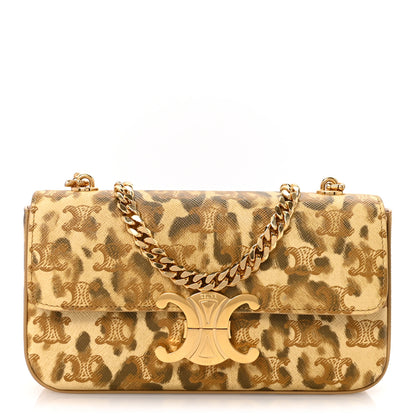 Celine Canvas Leopard Print Triomphe Chain Shoulder Bag 1 of 10