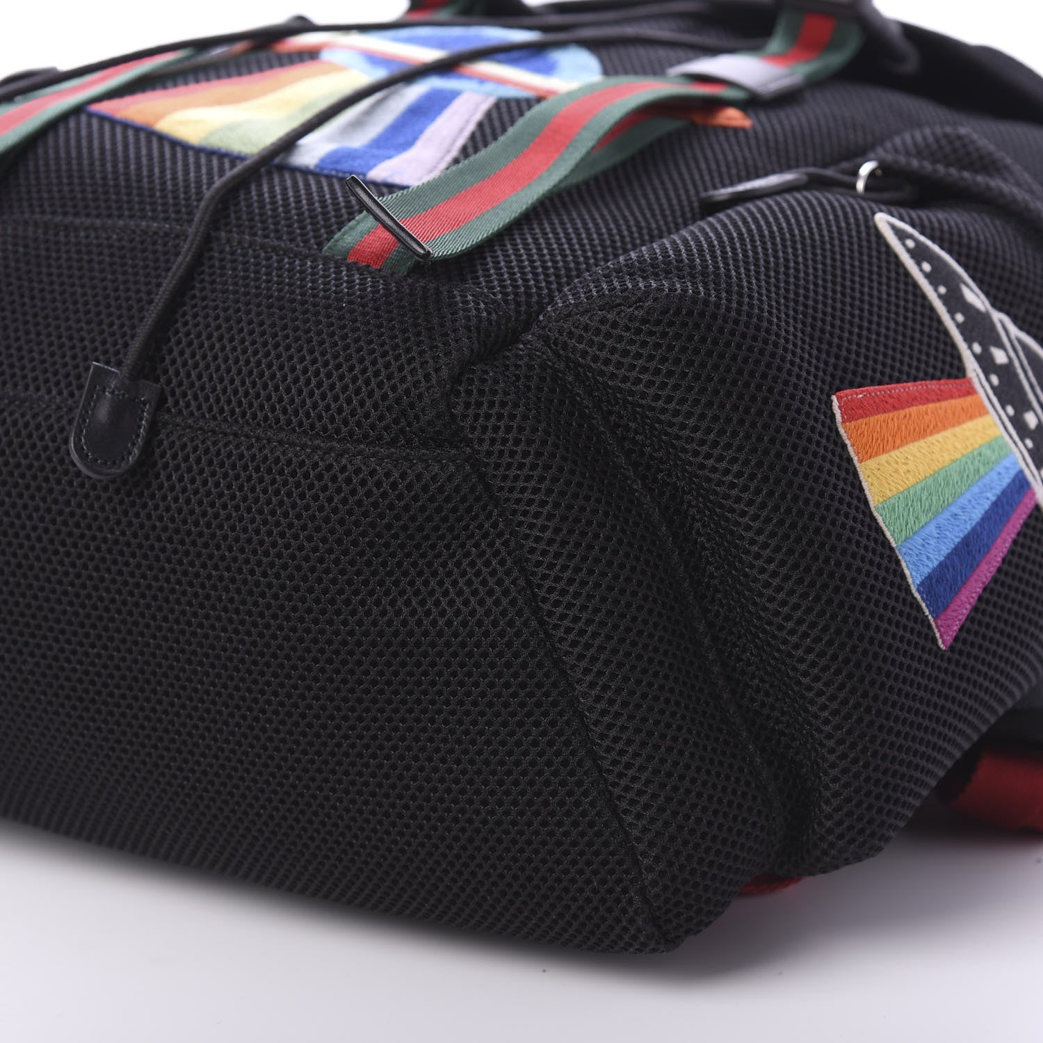 Gucci Mesh Web Hollywood Embroidered Double Buckle Backpack Black 6 of 9