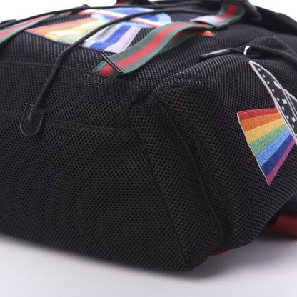 Gucci Mesh Web Hollywood Embroidered Double Buckle Backpack Black 6 of 9