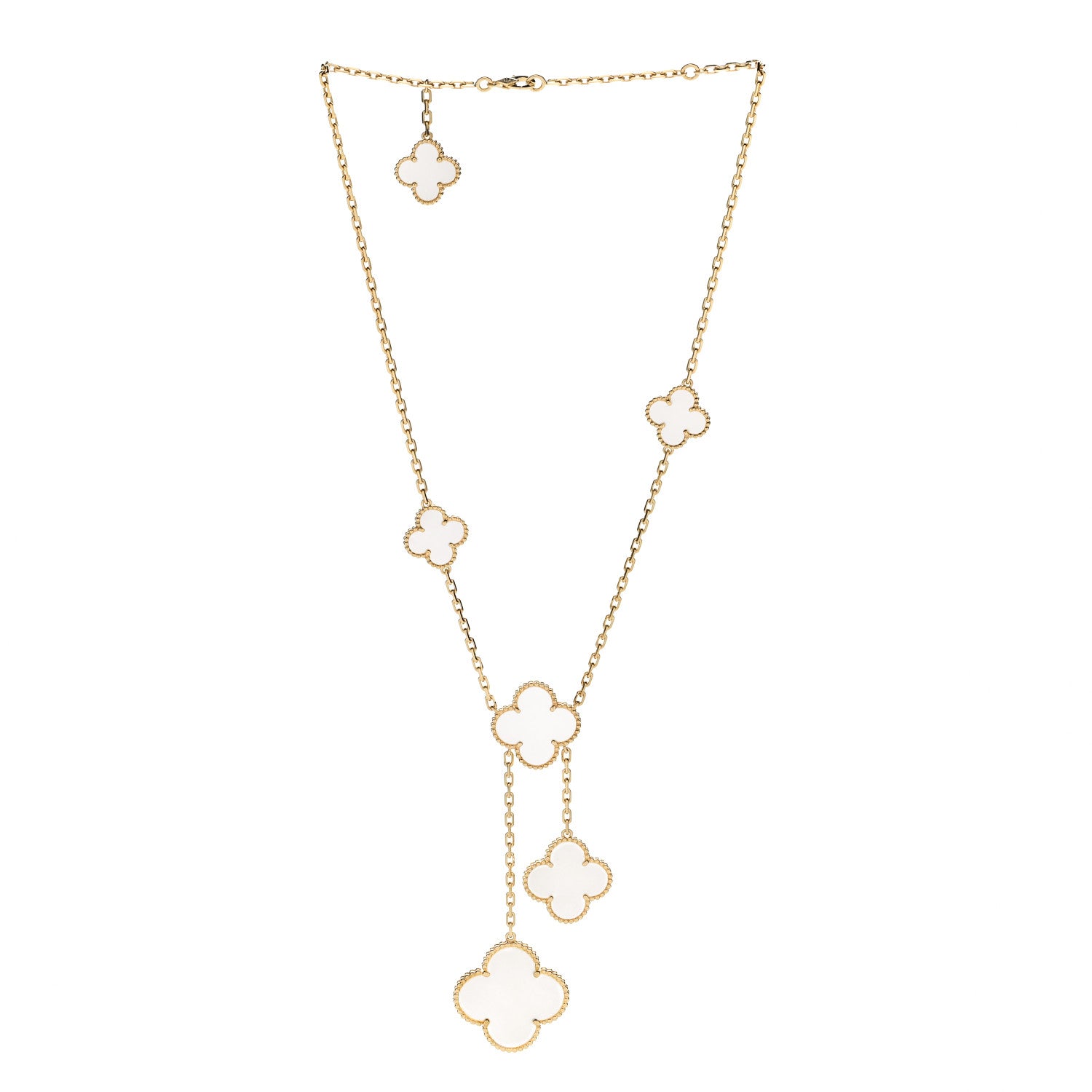 Van Cleef & Arpels 18K Yellow Gold Mother of Pearl 6 Motifs Magic Alhambra Necklace 3 of 6