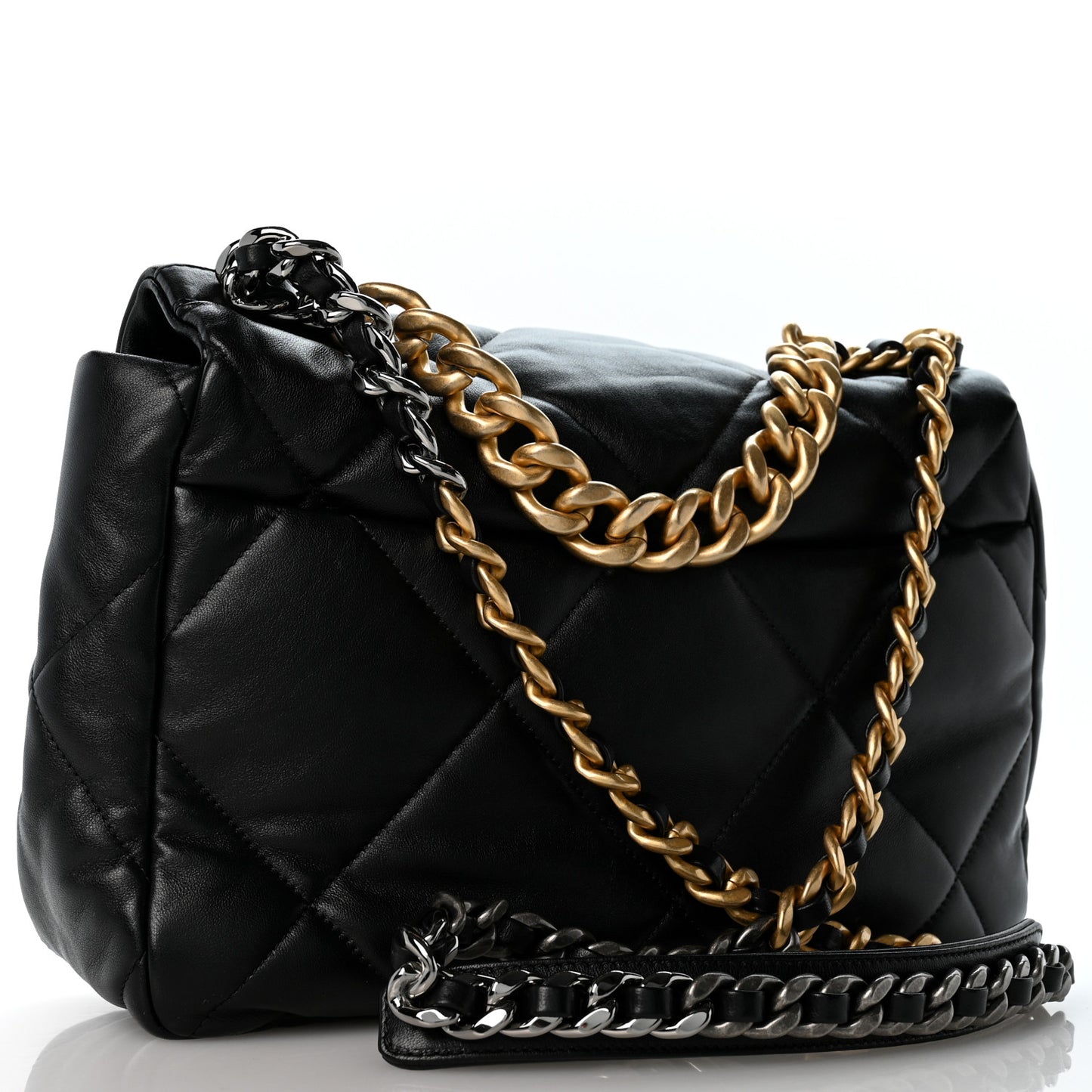Lambskin  Quilted Large Chanel 19 Flap Black