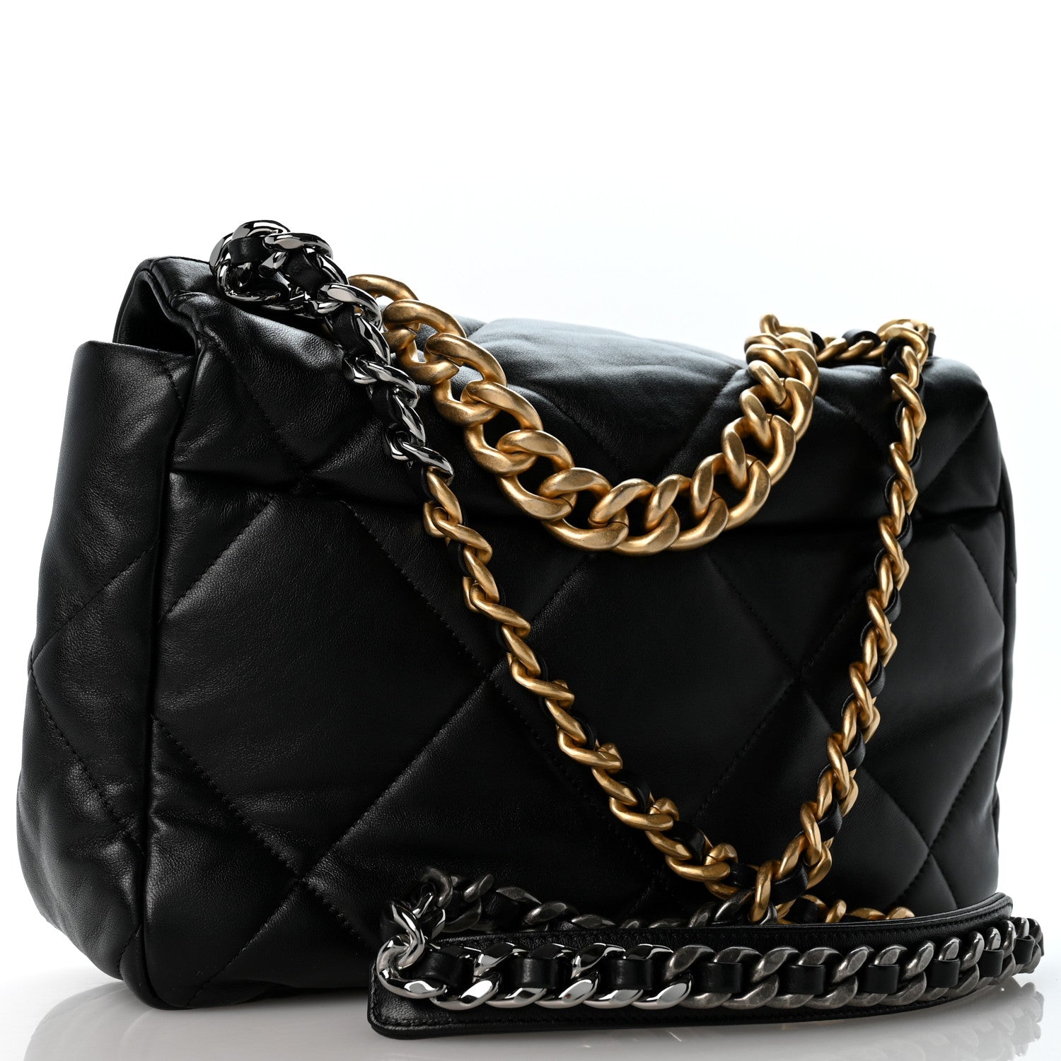 Chanel Lambskin  Quilted Large Chanel 19 Flap Black 3 of 13