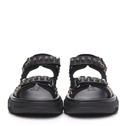 Gucci Nappa Mesh Studded Mens Aguru Sandals 8 Black 2 of 8