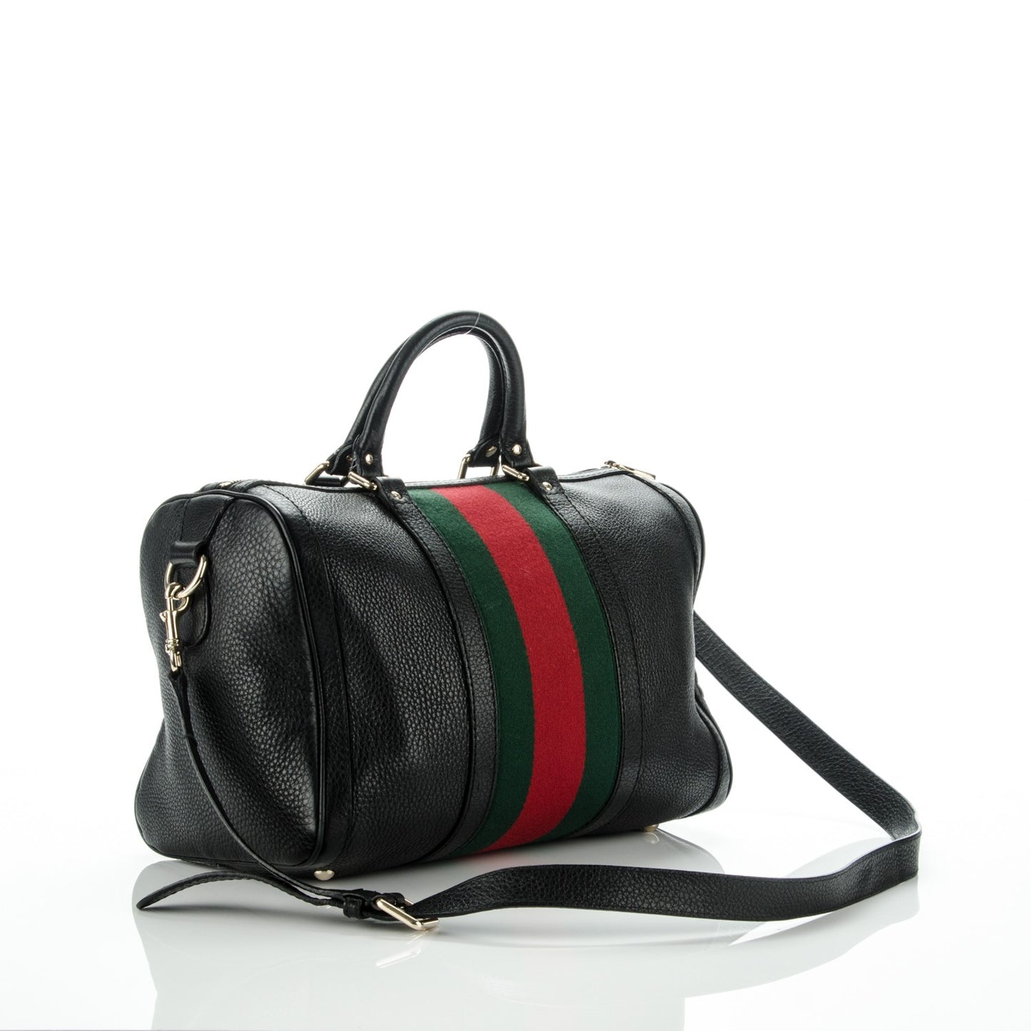Calfskin Vintage Web Medium Boston Black