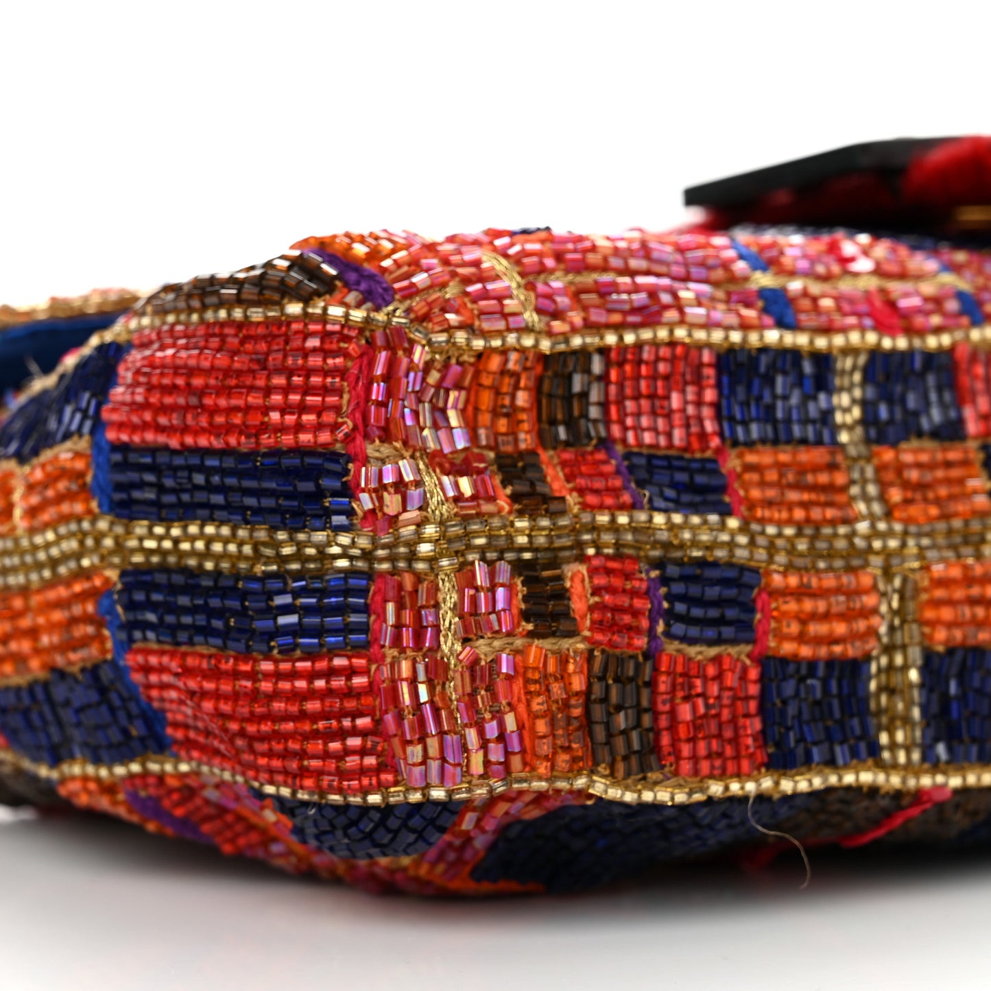 Satin Calf Hair Beaded Baguette Multicolor