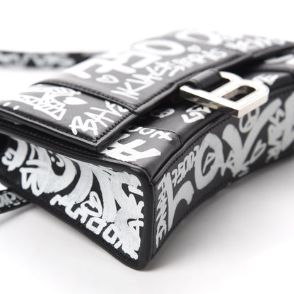 Balenciaga Calfskin Graffiti Hourglass Belt Bag S Black White 6 of 9