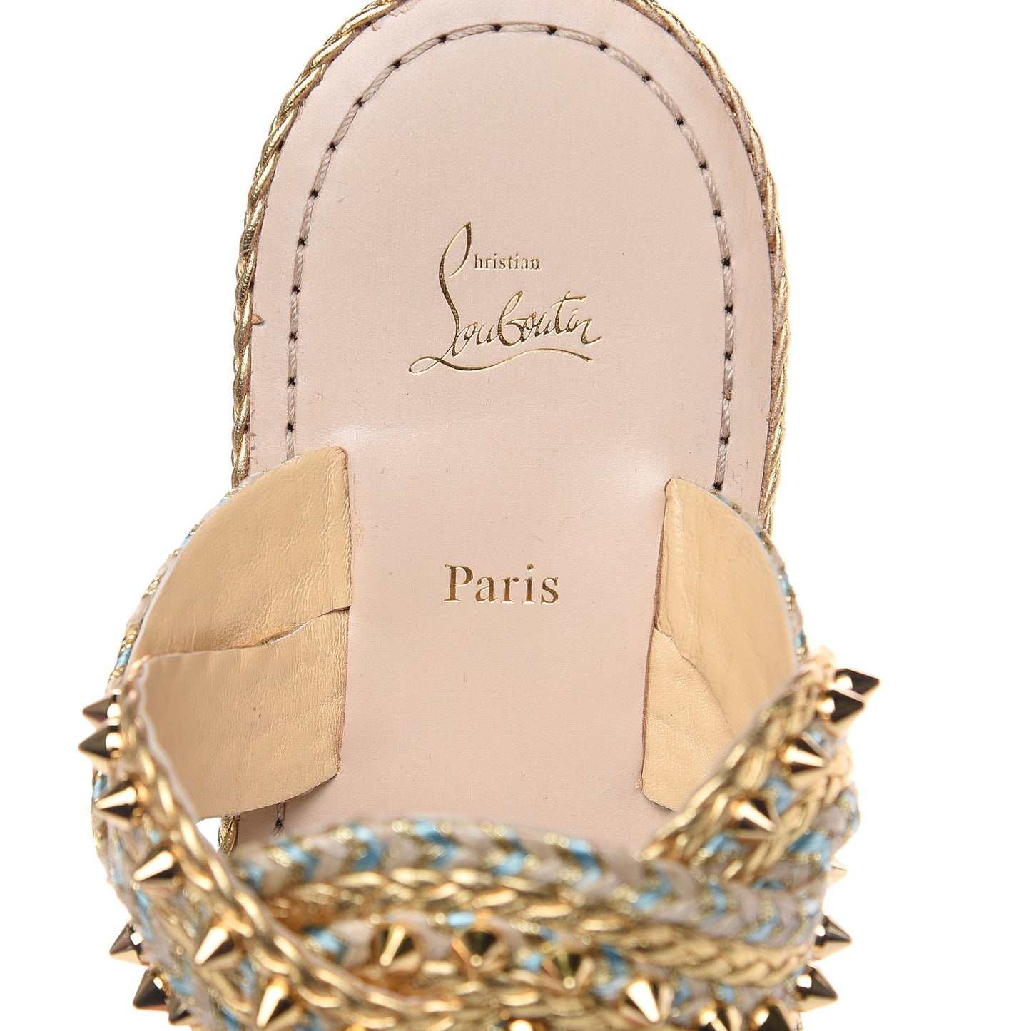 Calfskin Braided Normandie Flat Slide Sandals 39 Gold