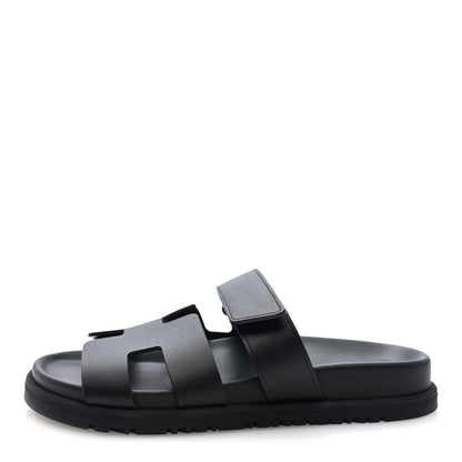 Hermes Calfskin Womens Chypre Sandals 35.5 Black 1 of 10