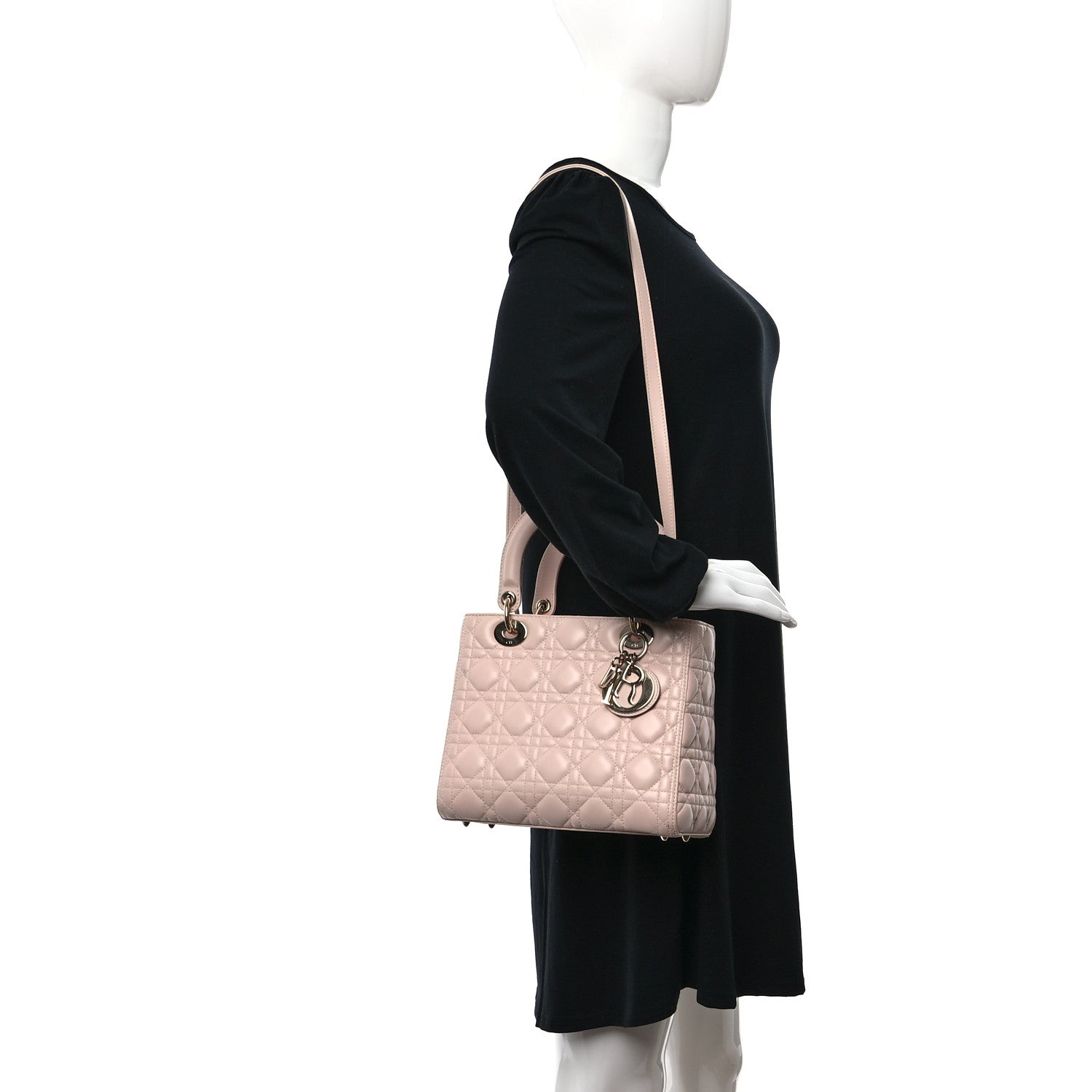 Christian Dior Lambskin Cannage Medium Lady Dior Light Pink 2 of 12