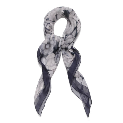 Chanel Silk Chiffon Cat Emoticon Scarf Navy 3 of 4