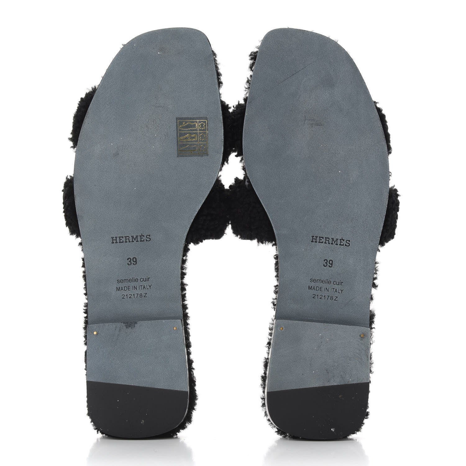 Hermes Woolskin Oran Sandals 39 Black 5 of 8