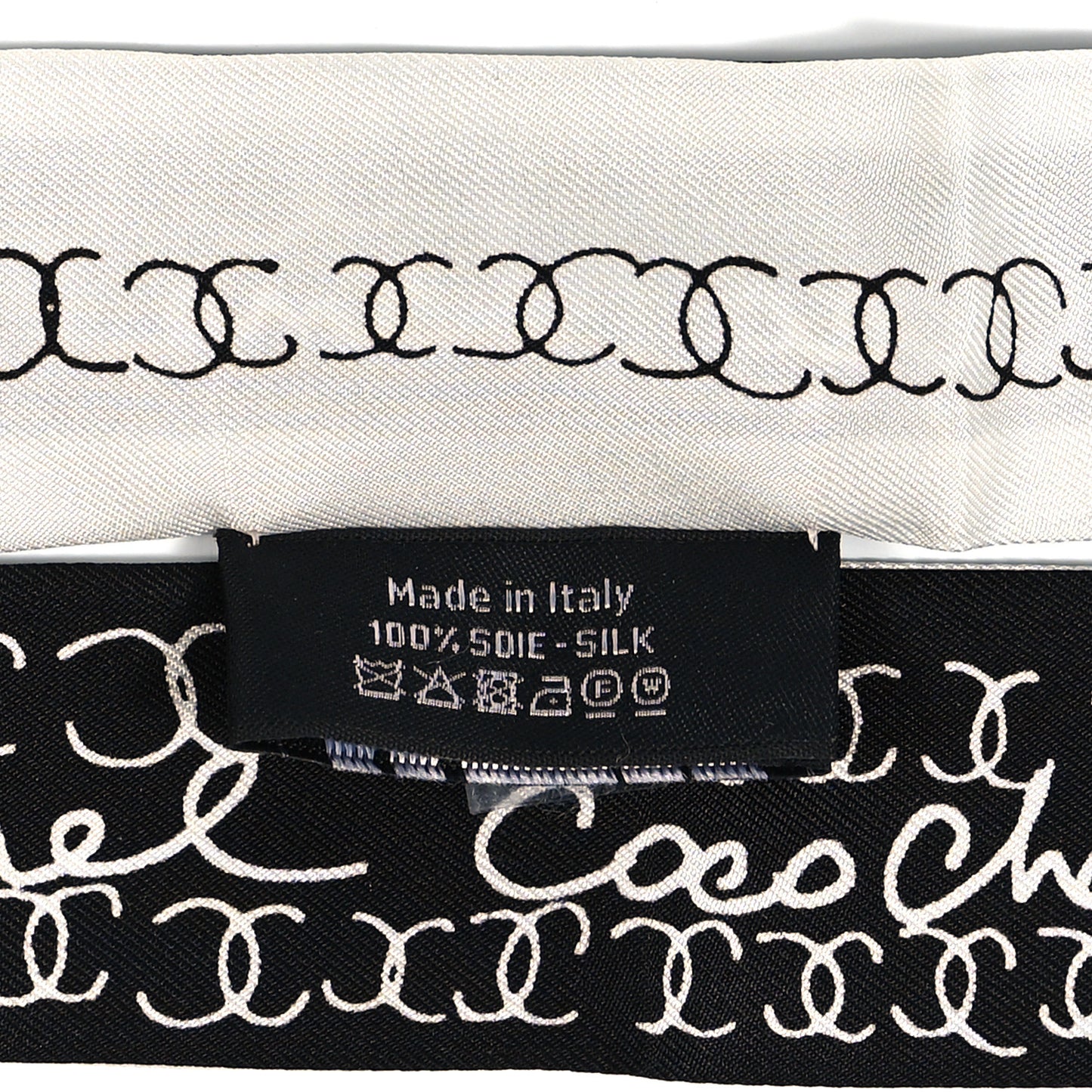 Silk CC Slim Bandeau Scarf Black White