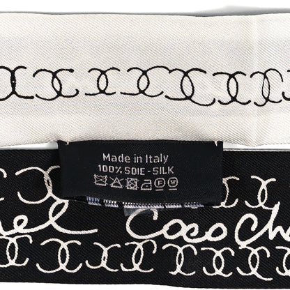 Chanel Silk CC Slim Bandeau Scarf Black White 6 of 7