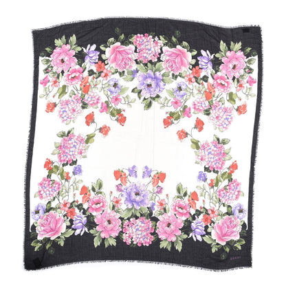 Gucci Wool Silk Rising Flowers Square Shawl White 1 of 4