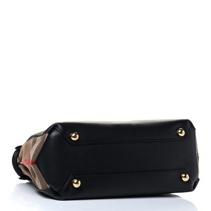 Burberry Calfskin House Check Small Banner Tote Black 3 of 4