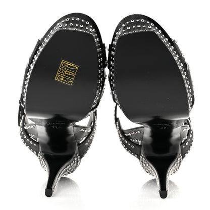 Saint Laurent Calfskin Eyelet Studded Tribute 105 Platform Sandals 39 Black 5 of 9