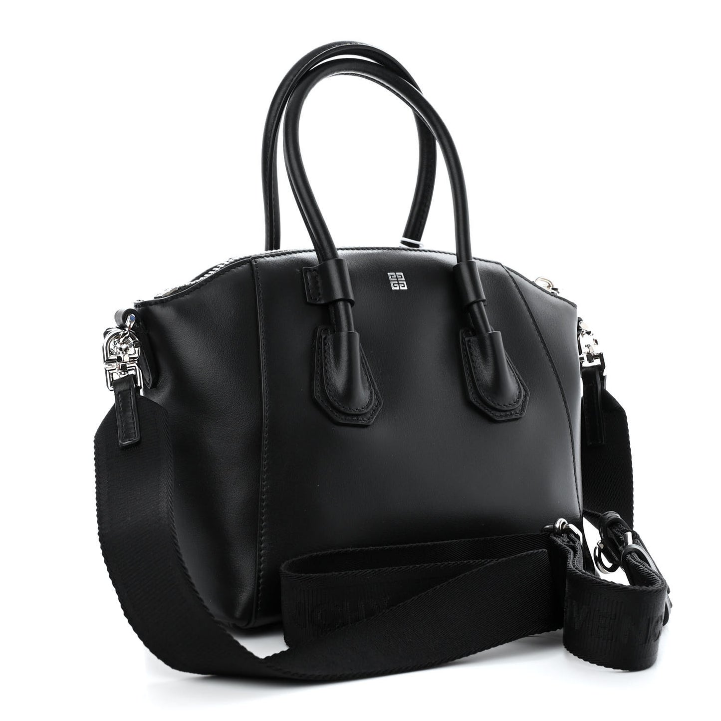 Shiny Lord Calfskin Mini Sport Antigona With Chain Black