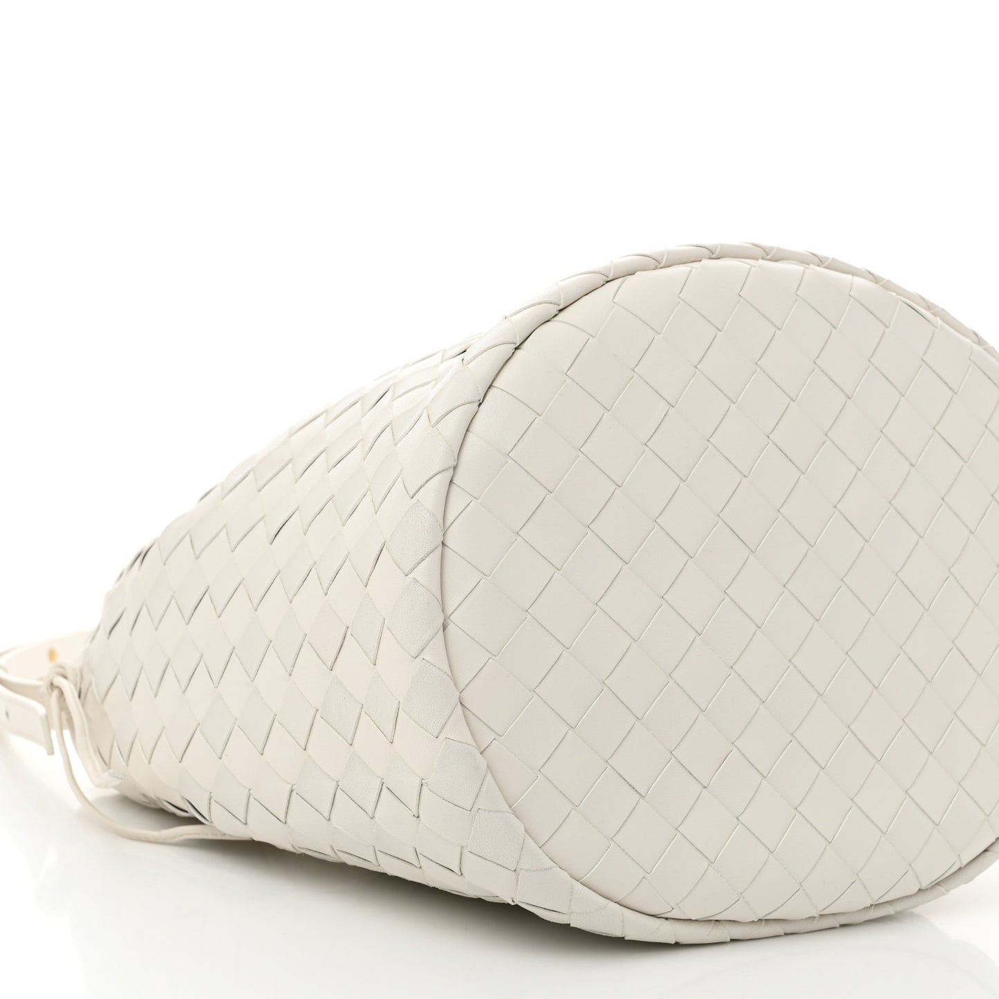 Calfskin Intrecciato Small Castello Bucket Bag White