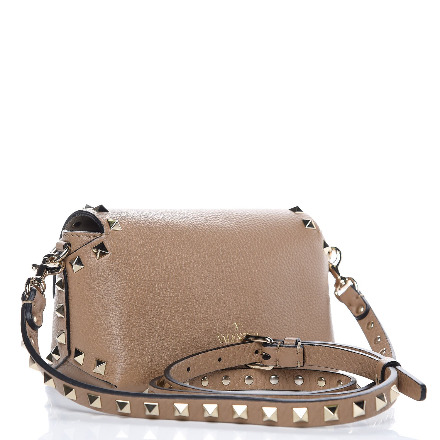 Valentino Garavani Pebbled Calfskin Mini Rockstud Crossbody Bag Deep Alpaca 3 of 8