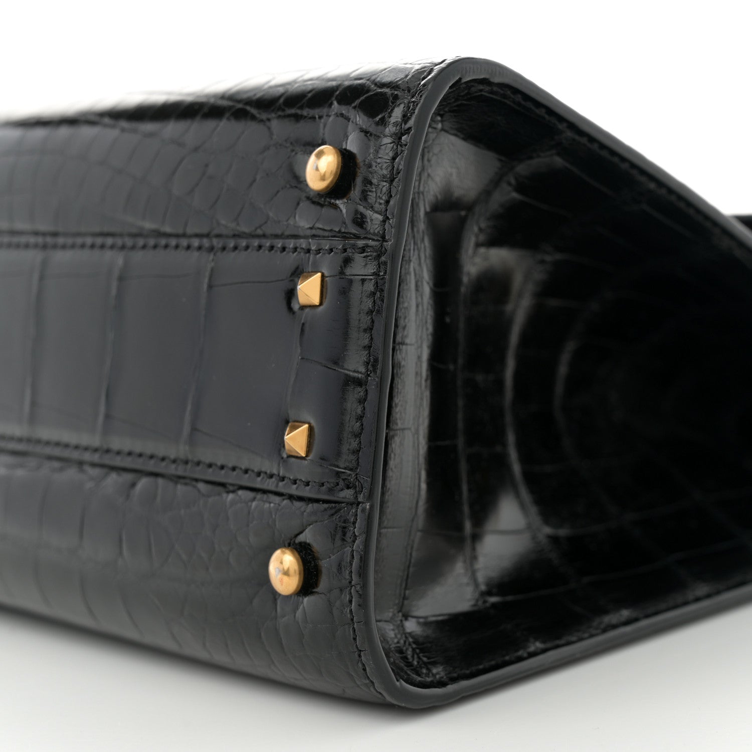 Valentino Garavani Crocodile Small VSling Top Handle Bag Black 9 of 11
