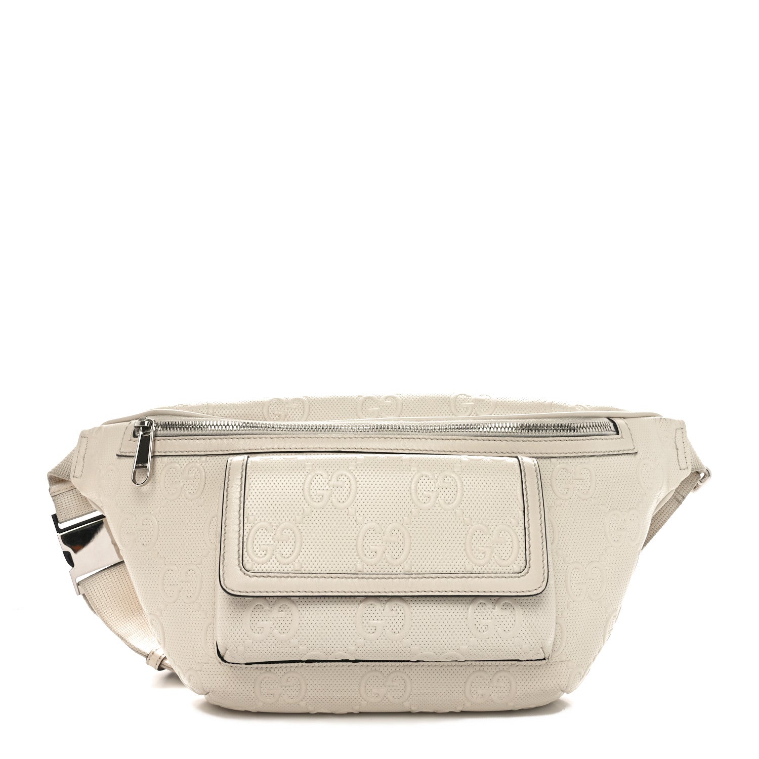 Gucci Calfskin GG Tennis Embossed Pocket Belt Bag Mystic White 1 of 11